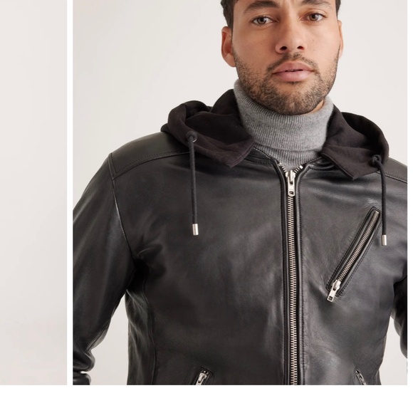 NWT Quince Leather Jacket with Hood - Picture 1 of 7